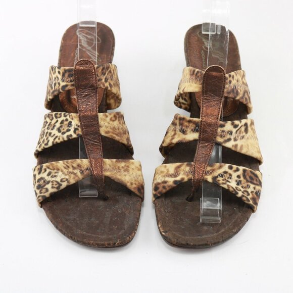 Donald Pliner Womens Hash Sandal Size 8 Tan Brown Elastic Straps Wedge Slide - Picture 4 of 12